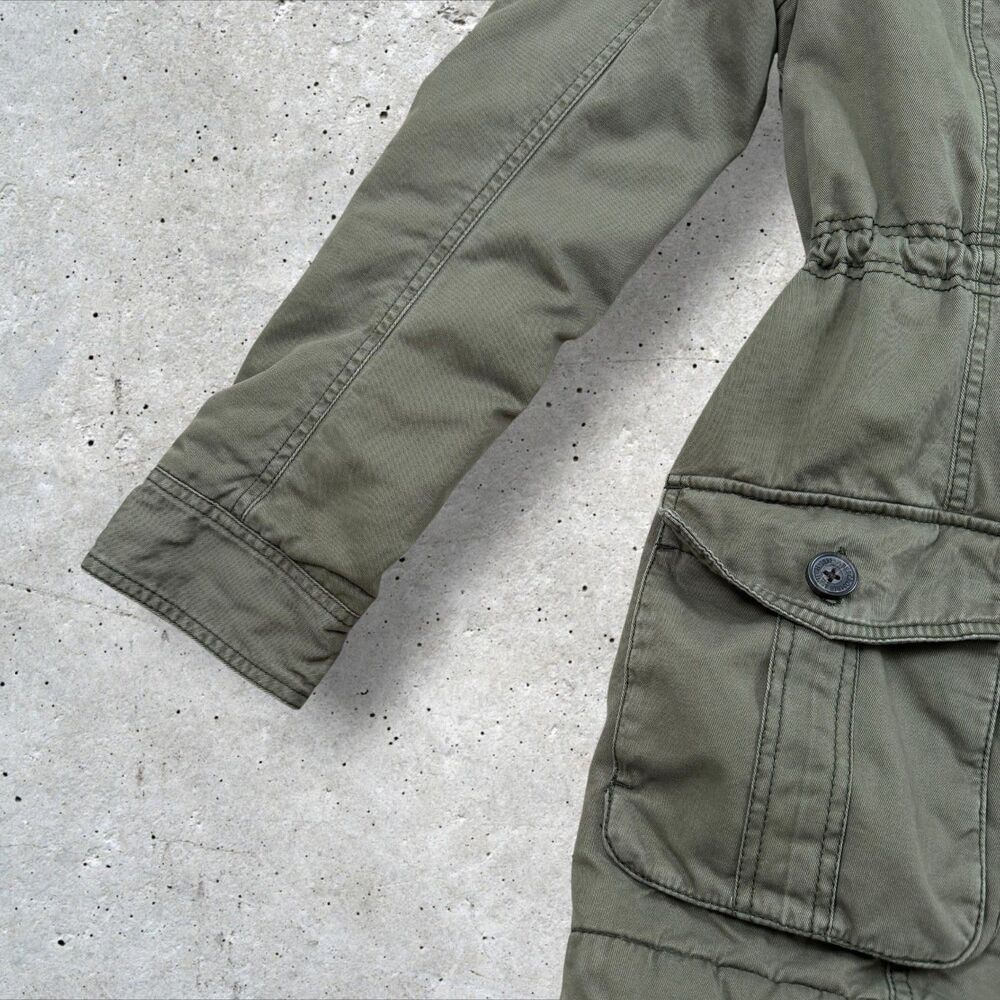 Abercrombie & Fitch Womens Small Olive Green Sherpa Lined Hooded Military Parka - Picture 4 of 10